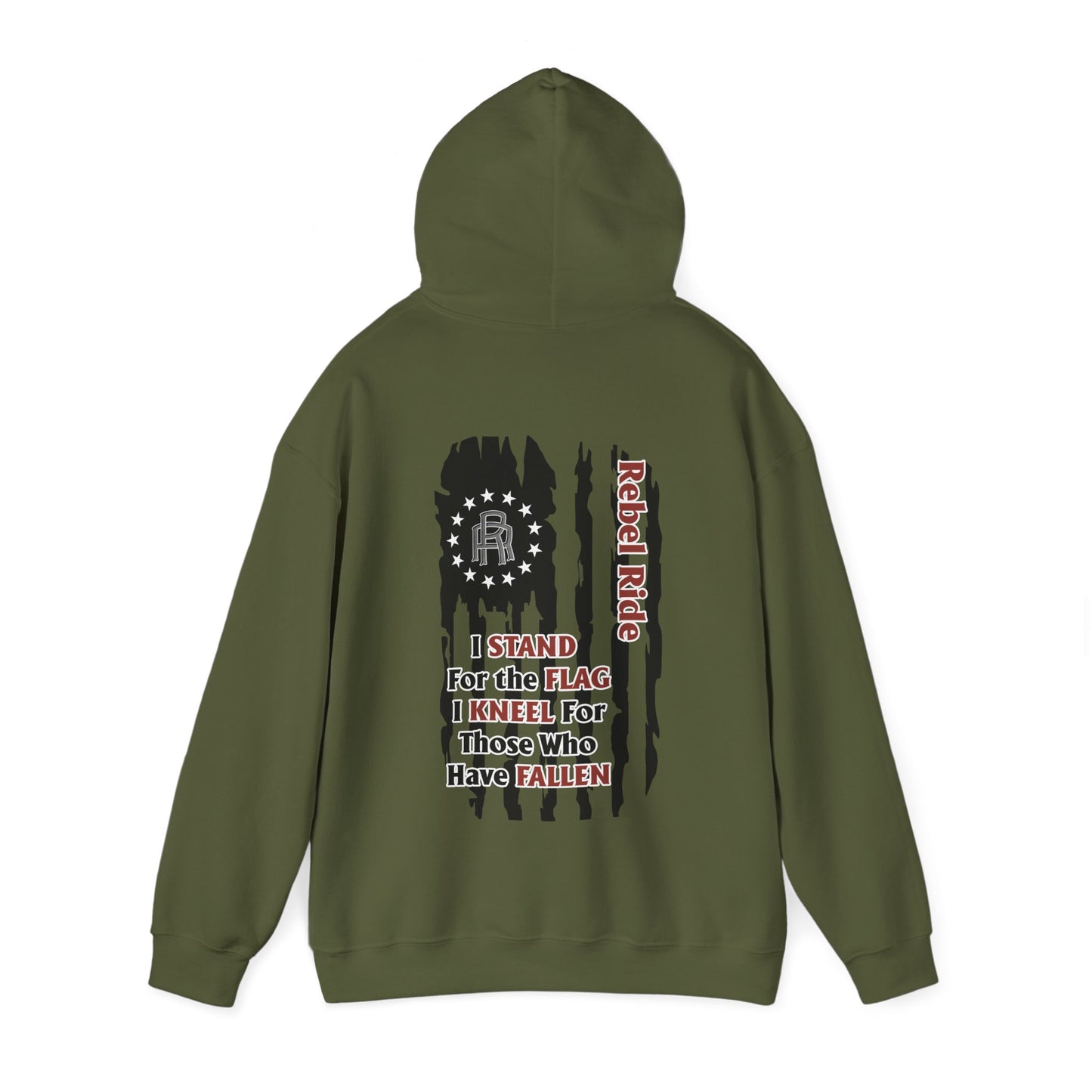 Rebel Ride Support our Troops Hooded Sweatshirt (Black)