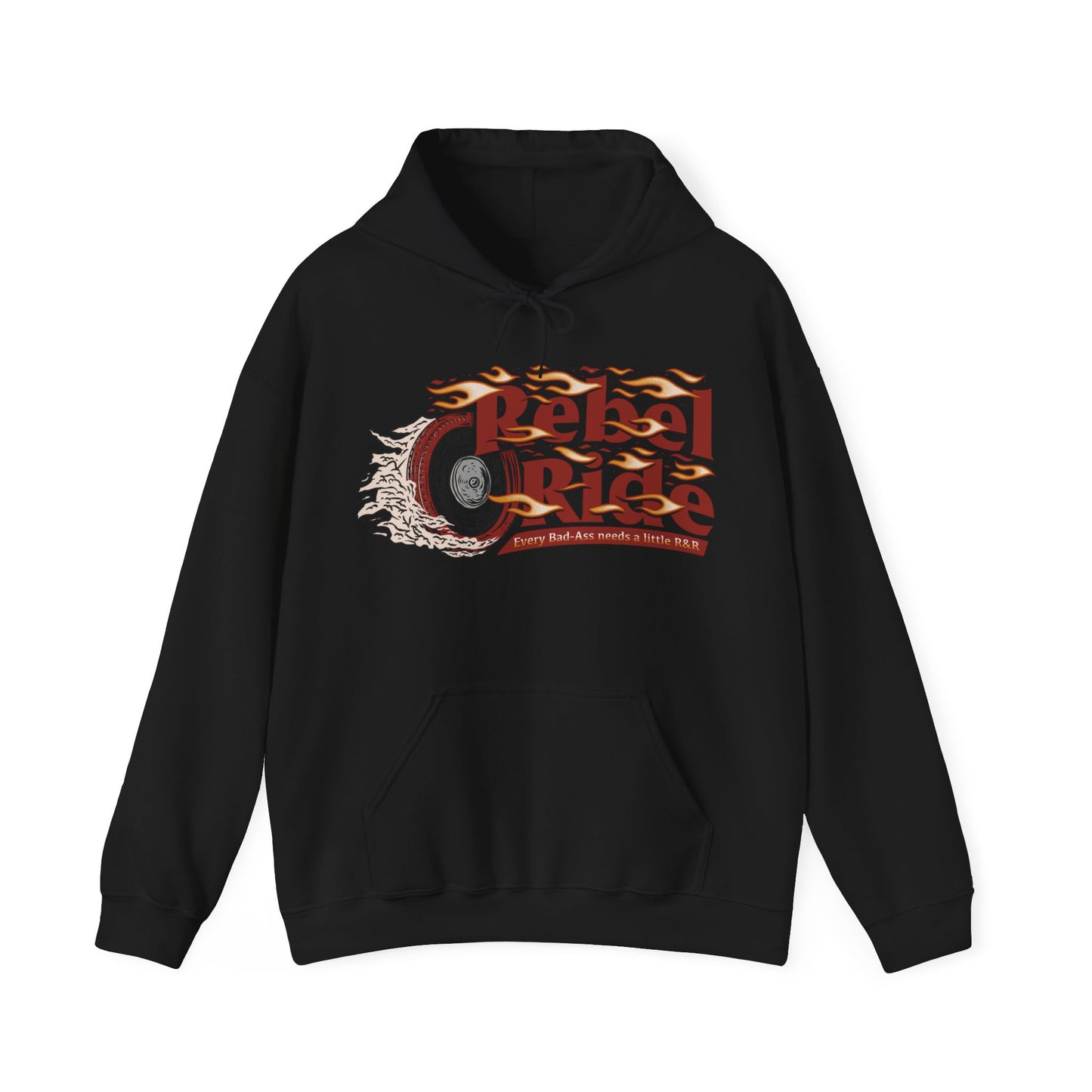 Rebel Ride Flames Hooded Sweatshirt (Front Only)