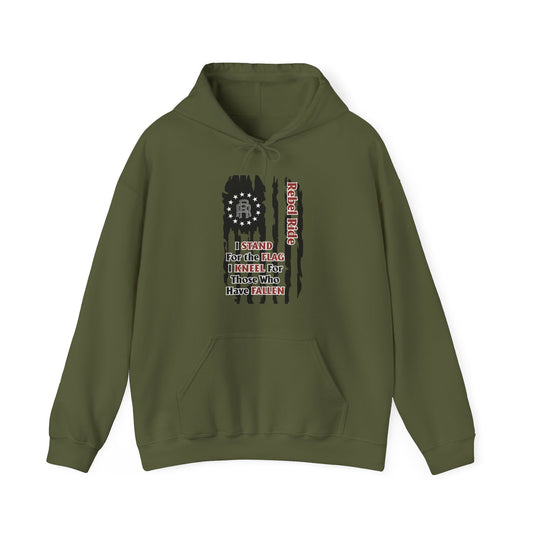 Rebel Ride Support our Troops Hooded Sweatshirt (Black Front Only)