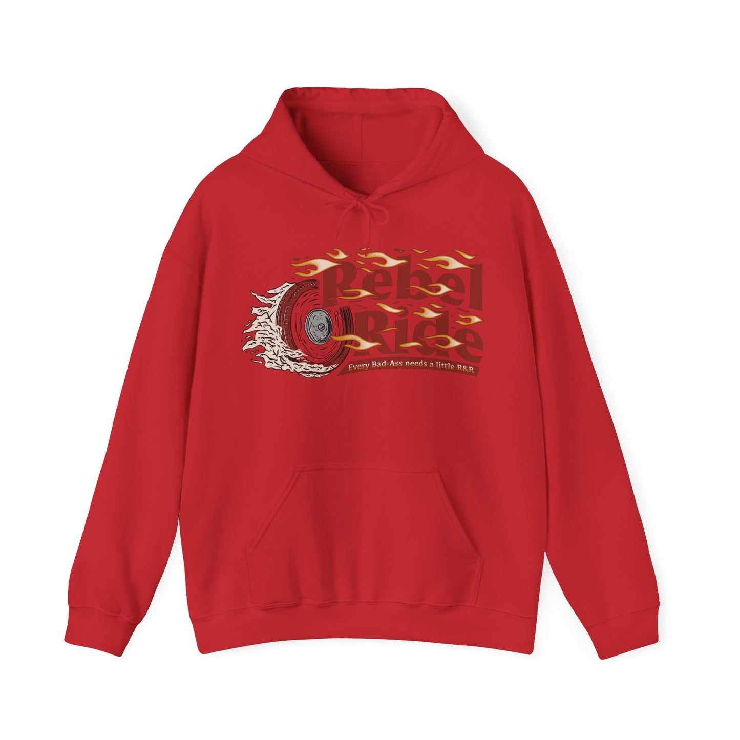 Rebel Ride Flames Hooded Sweatshirt (Front Only)