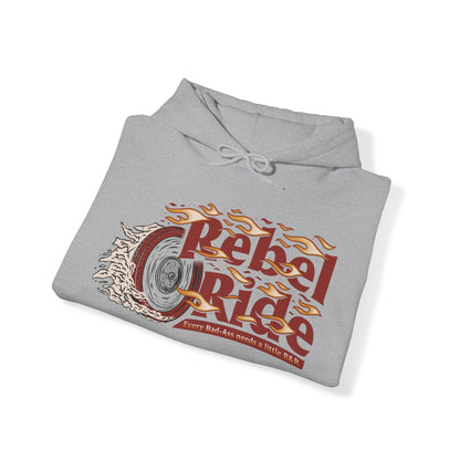 Rebel Ride Flames Hooded Sweatshirt (Front Only)